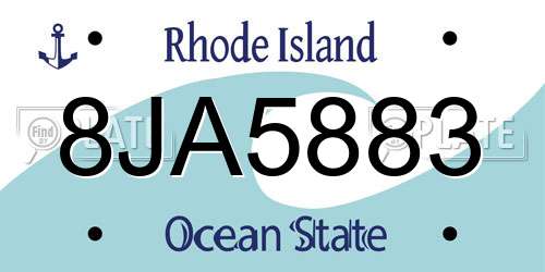 8JA5883 Rhode Island License Plate