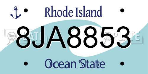 8JA8853 Rhode Island License Plate