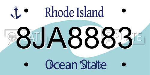 8JA8883 Rhode Island License Plate