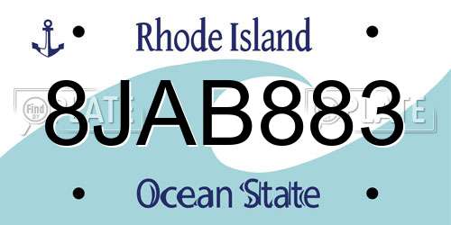 8JAB883 Rhode Island License Plate