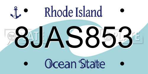 8JAS853 Rhode Island License Plate