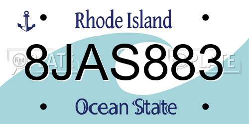 8JAS883 Rhode Island License Plate