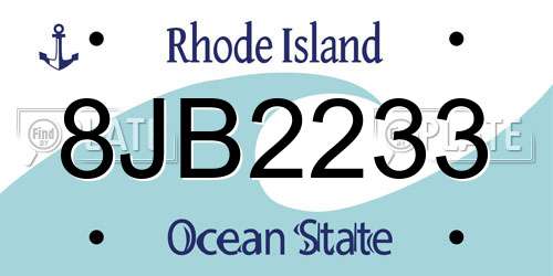 8JB2233 Rhode Island License Plate