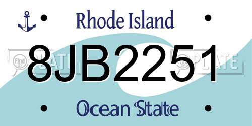 8JB2251 Rhode Island License Plate