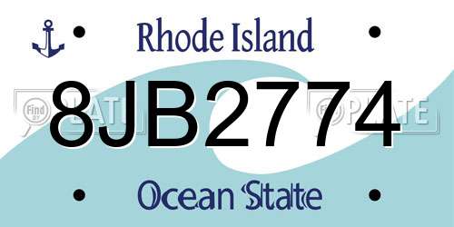 8JB2774 Rhode Island License Plate