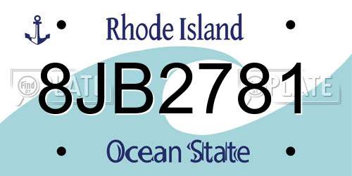 8JB2781 Rhode Island License Plate