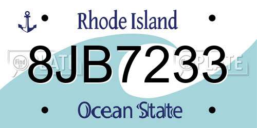 8JB7233 Rhode Island License Plate