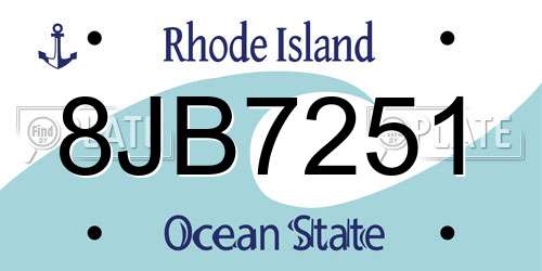 8JB7251 Rhode Island License Plate