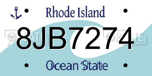 8JB7274 Rhode Island License Plate