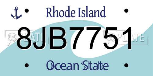 8JB7751 Rhode Island License Plate