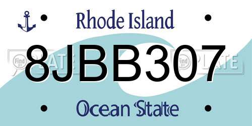 8JBB307 Rhode Island License Plate
