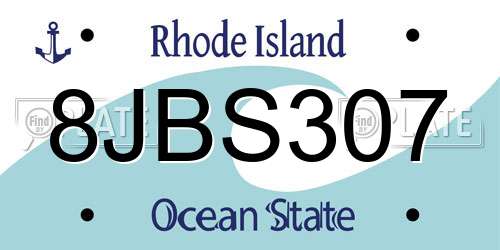 8JBS307 Rhode Island License Plate