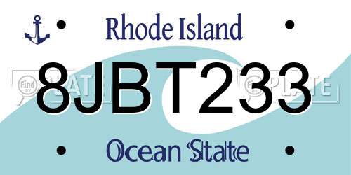 8JBT233 Rhode Island License Plate