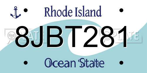 8JBT281 Rhode Island License Plate