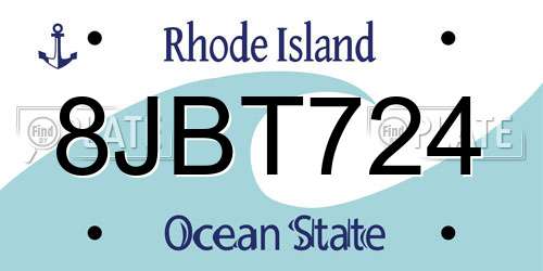 8JBT724 Rhode Island License Plate