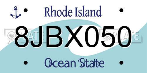 8JBX050 Rhode Island License Plate