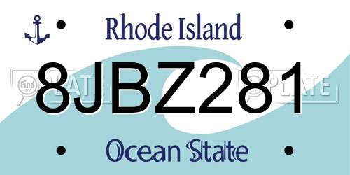 8JBZ281 Rhode Island License Plate