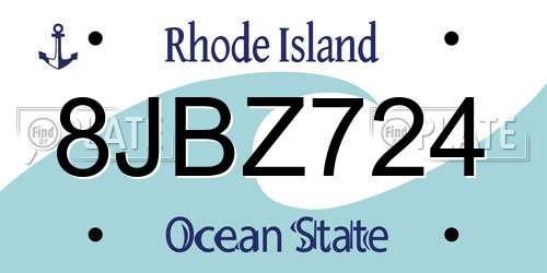 8JBZ724 Rhode Island License Plate
