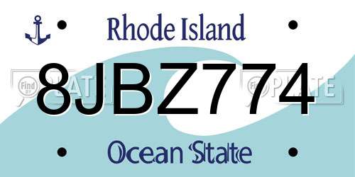 8JBZ774 Rhode Island License Plate