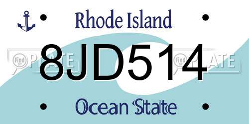 8JD514 Rhode Island License Plate