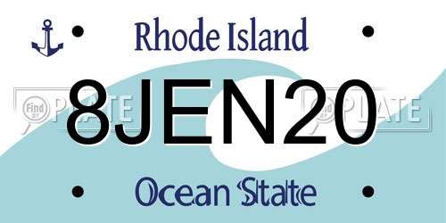 8JEN20 Rhode Island License Plate