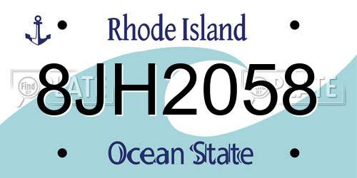8JH2058 Rhode Island License Plate