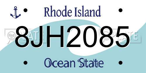 8JH2085 Rhode Island License Plate