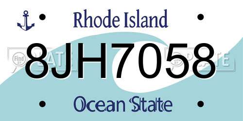 8JH7058 Rhode Island License Plate