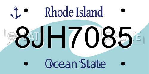 8JH7085 Rhode Island License Plate