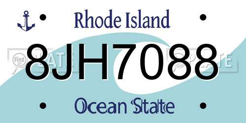8JH7088 Rhode Island License Plate