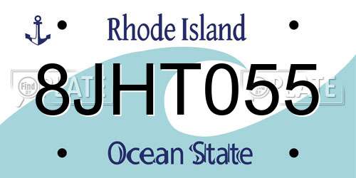 8JHT055 Rhode Island License Plate