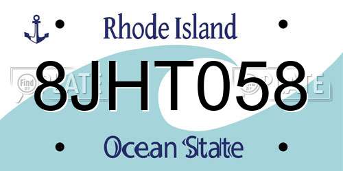 8JHT058 Rhode Island License Plate