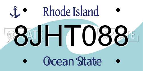 8JHT088 Rhode Island License Plate