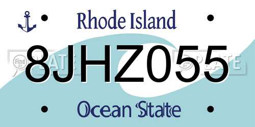 8JHZ055 Rhode Island License Plate