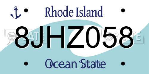 8JHZ058 Rhode Island License Plate