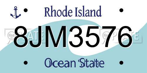 8JM3576 Rhode Island License Plate