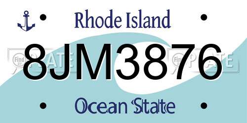 8JM3876 Rhode Island License Plate