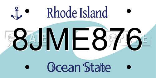 8JME876 Rhode Island License Plate