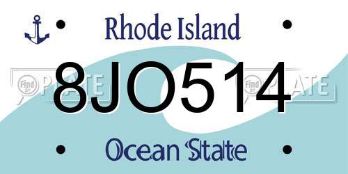 8JO514 Rhode Island License Plate