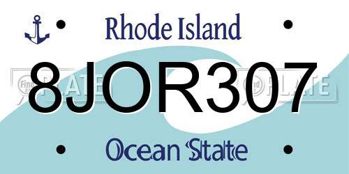 8JOR307 Rhode Island License Plate