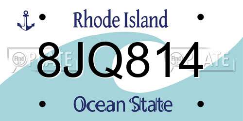 8JQ814 Rhode Island License Plate