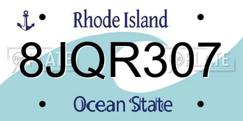 8JQR307 Rhode Island License Plate