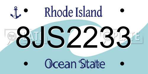 8JS2233 Rhode Island License Plate