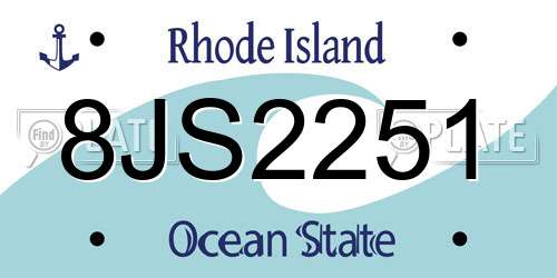 8JS2251 Rhode Island License Plate