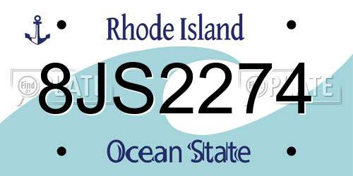 8JS2274 Rhode Island License Plate