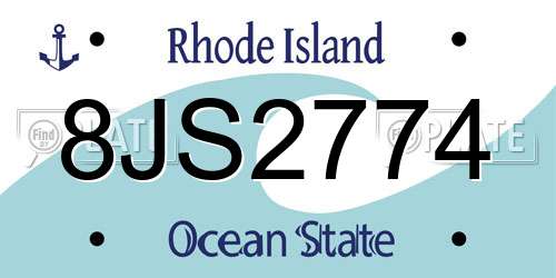 8JS2774 Rhode Island License Plate