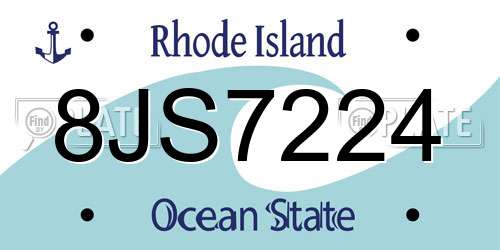 8JS7224 Rhode Island License Plate