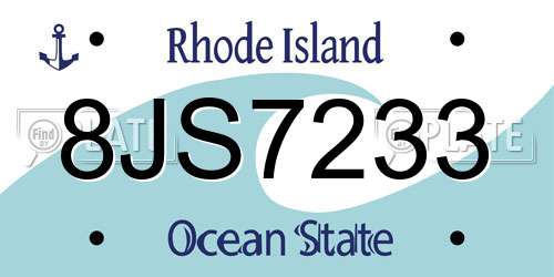 8JS7233 Rhode Island License Plate