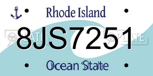 8JS7251 Rhode Island License Plate