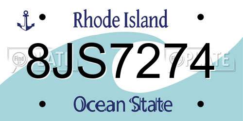 8JS7274 Rhode Island License Plate